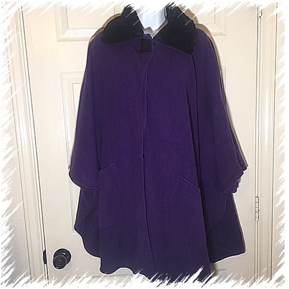 Le Moda Jackets & Blazers - NWT Soft Purple Wrap with Black Faux Fur Accents